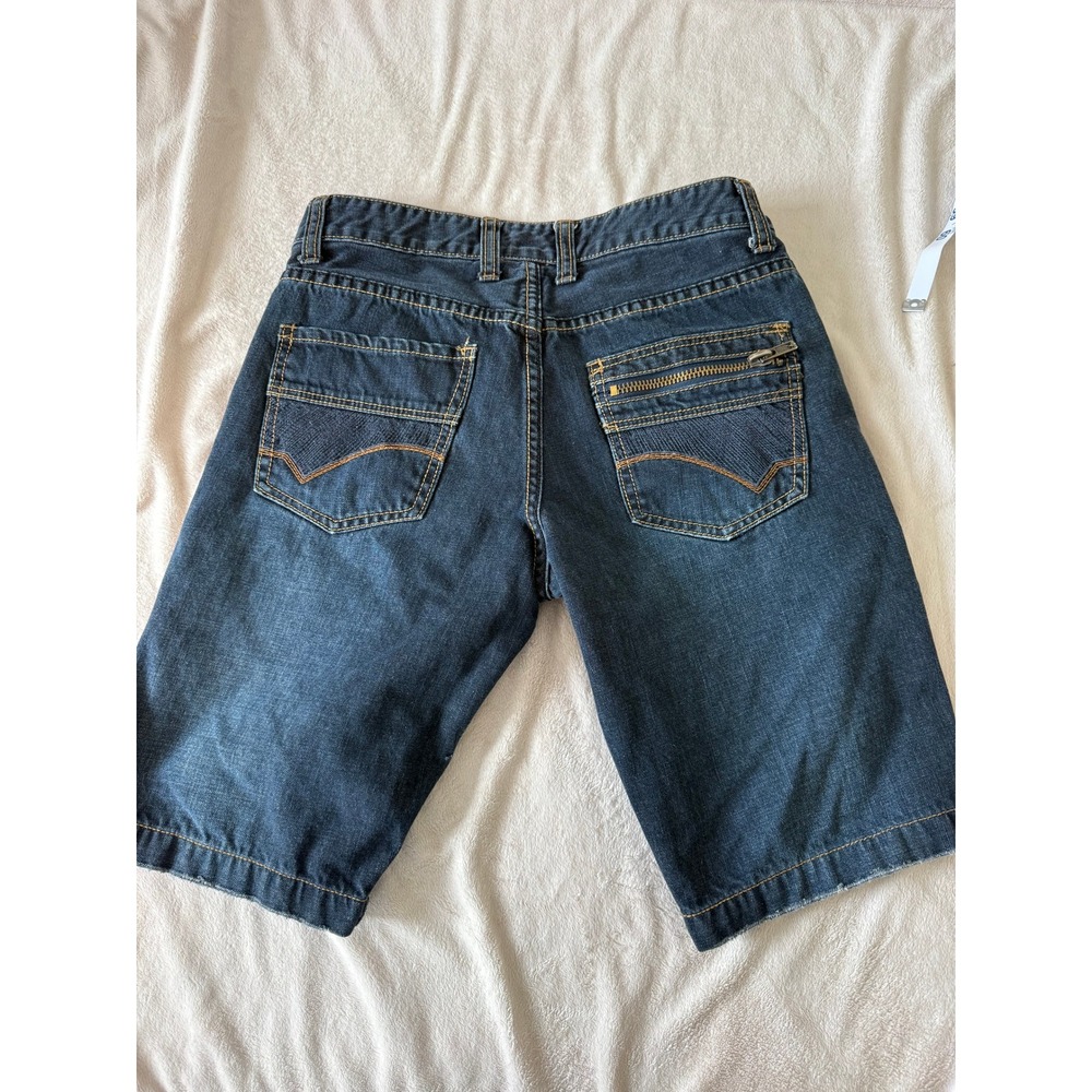 Route 66 Straight Fit Denim Shorts Mens 30 Blue Dark Wash Zip Pocket Cotton